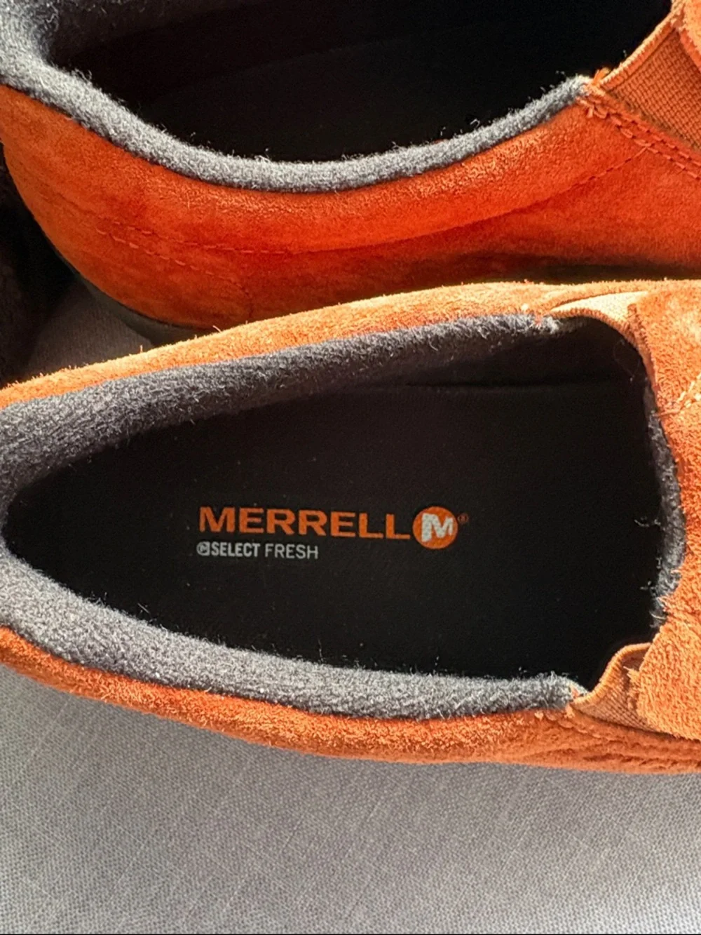 Merrell‎ Slip-On Suede Leather Dual Density Jungle Moc Shoe Brown Rust Orange  9